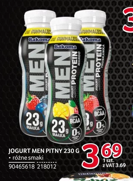 Bakoma Men Jogurt z wysoką zawartością protein truskawka 230 g