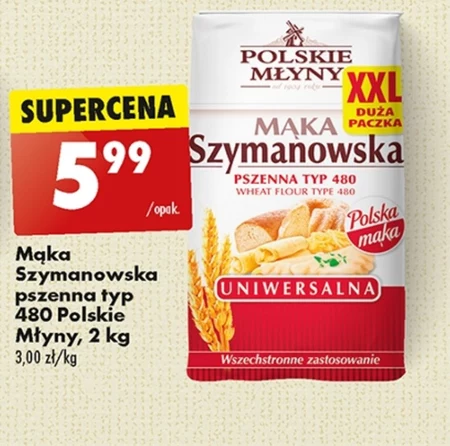 POLSKIE MŁYNY Mąka Szymanowska Uniwersalna pszenna typ 480 2 kg