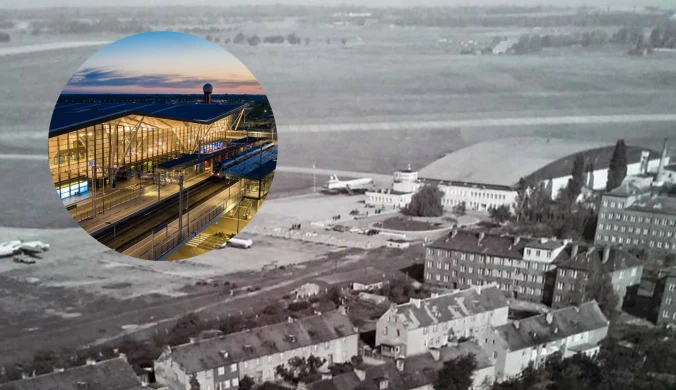 Hangar główny portu lotniczego Gdańsk-Wrzeszcz w latach 60. XX wieku. Obecnie budynek Galerii Zaspa
