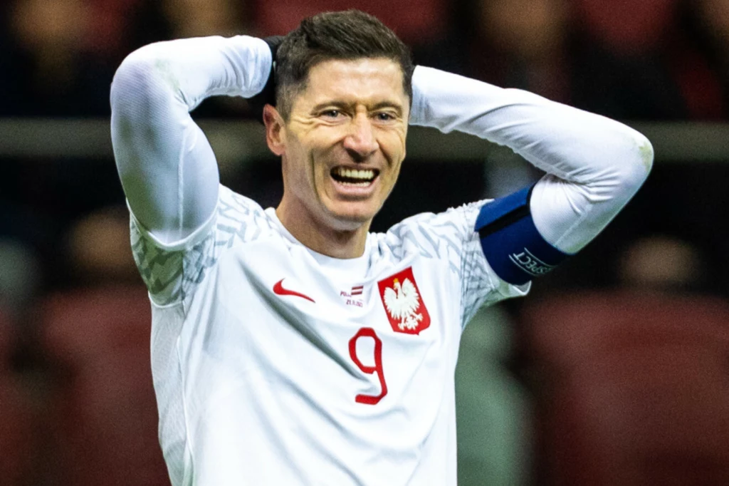 Robert Lewandowski podczas meczu reprezentacji Polski