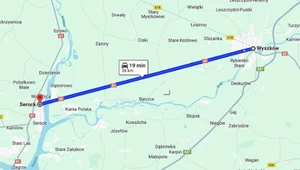 Droga z Serocka do Wyszkowa to 26 km asfaltu bez zakrętów /fot. Mapy Google