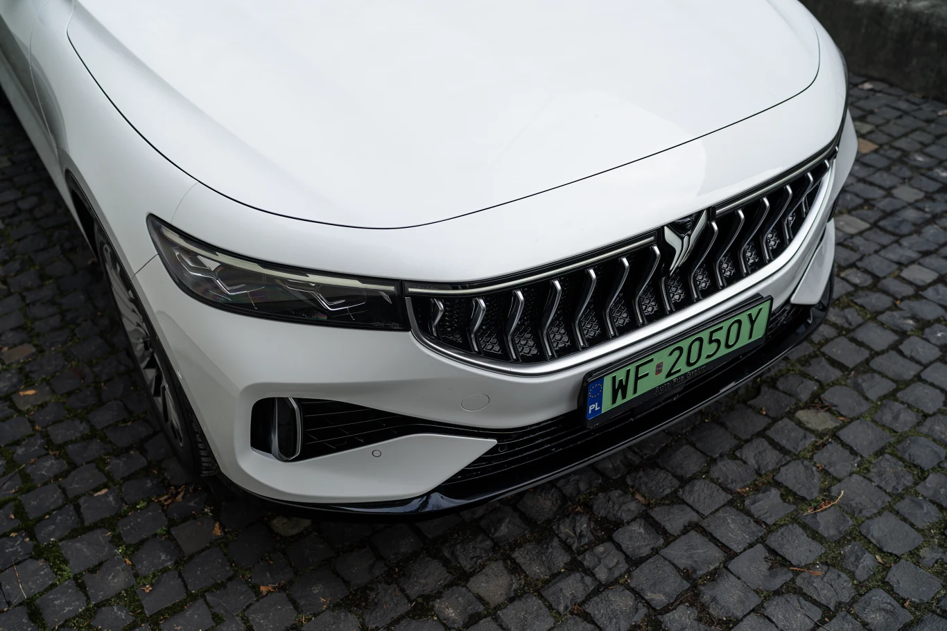 Voyah Free ma podświetlany grill. W nocy listwa świetlną z świecącym logo robi najlepsze wrażenie Voyah Free ma podświetlany grill. W nocy listwa świetlną z świecącym logo robi najlepsze wrażenie
