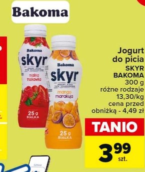 Bakoma Jogurt pitny typu islandzkiego skyr mango marakuja 300 g niska cena