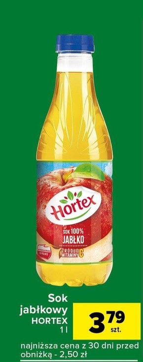 Hortex Sok 100 % tłoczony polskie jabłko 1 l niska cena