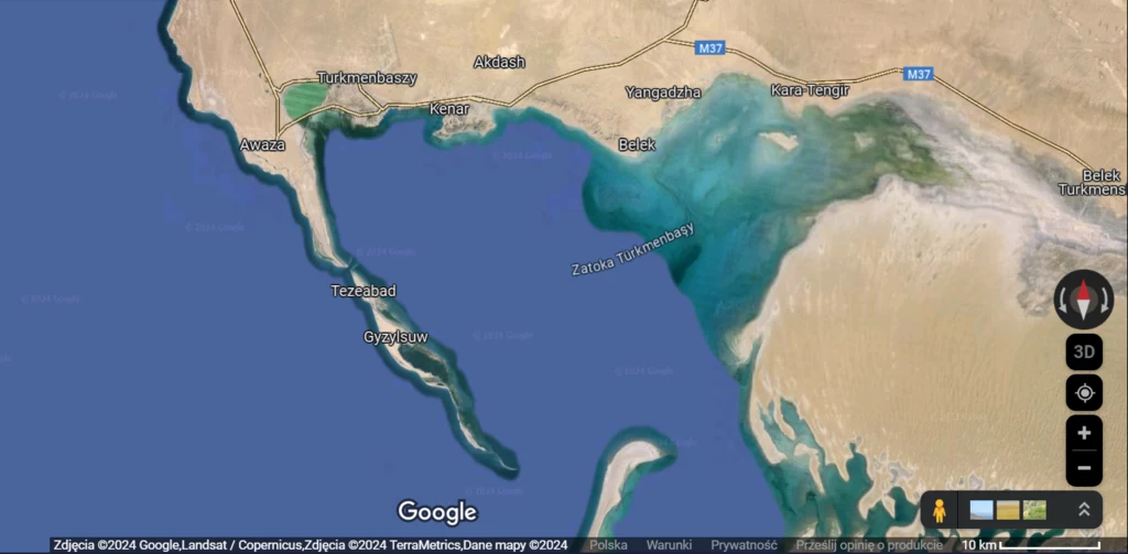 Zatoka Turkmenbaszy, tu problem cofania się linii brzegowej jest ogromny