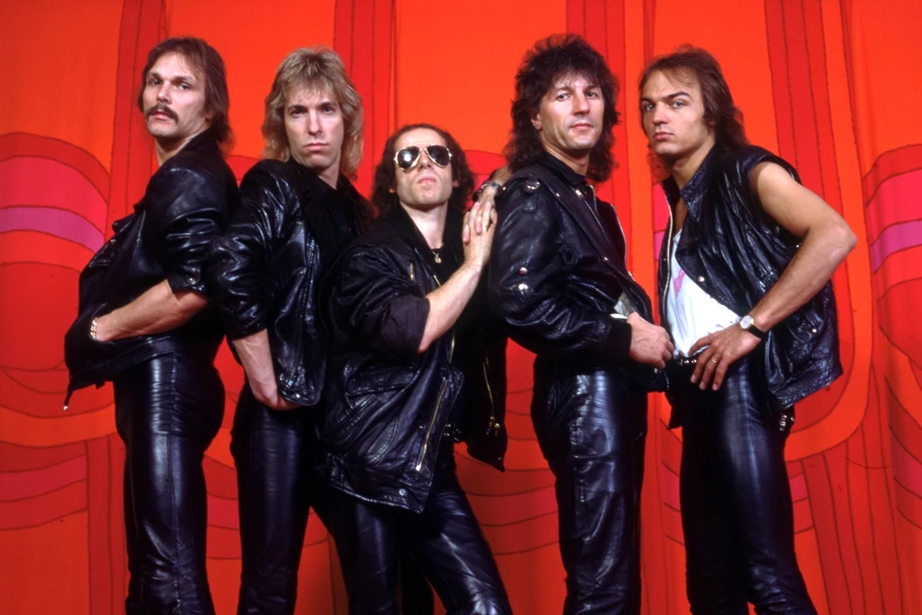 Scorpions w 1984 r.: - od lewej Rudolf Schenker, Francis Buchholz, Klaus Meine, Herman Rarebell i Matthias Jabs