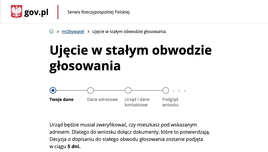 Zmiana obwodu głosowania wymaga wysłania specjalnego zgłoszenia. Zmiana obwodu głosowania wymaga wysłania specjalnego zgłoszenia.