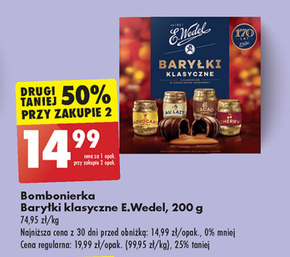 E. Wedel Baryłki klasyczne z alkoholem w czekoladzie deserowej 200 g niska cena