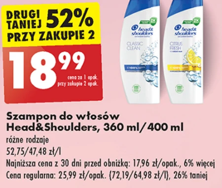 Head & Shoulders Classic Clean Codzienny Szampon Przeciwłupieżowy 400 ml. Efekt świeżości