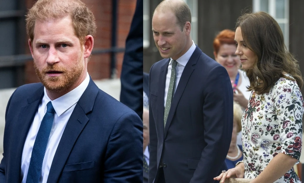 Książę Harry, książę Williama i księżna Kate. 