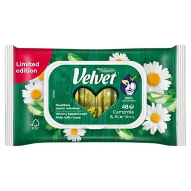 Velvet Camomile & Aloe Vera Nawilżany papier toaletowy 48 sztuk - 0