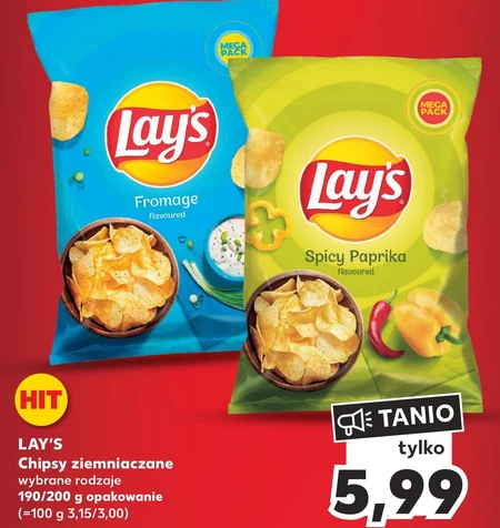 Lay's Max Chipsy ziemniaczane karbowane o smaku zielonej cebulki 190 g