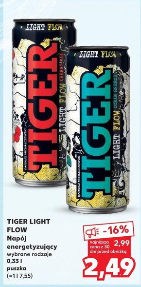 Tiger Light Flow Cherry Mix Gazowany napój energetyzujący 330 ml niska cena
