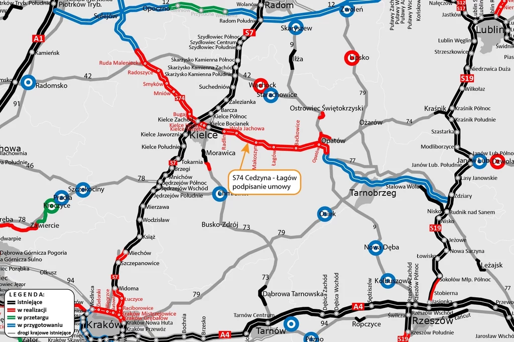 Odcinek S74 Cedzyna - Łagów to najdroższa inwestycja drogowa w województwie świętokrzyskim.