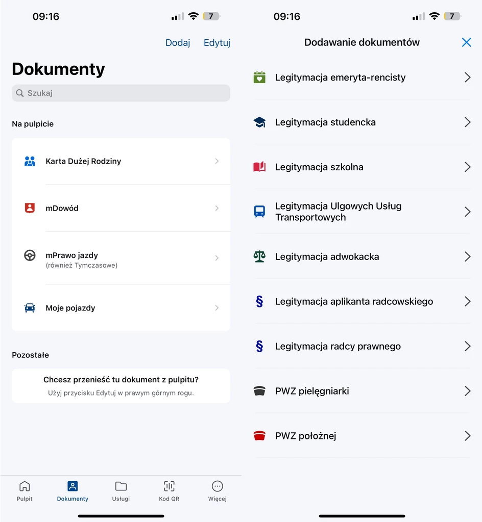 Nowe dokumenty w mObywatel to PWZ pielęgniarki i położnej.