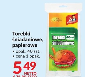 Jan Niezbędny Torebki śniadaniowe 40 sztuk niska cena