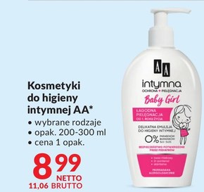 AA Intymna Ochrona&Pielęgnacja kremowa emulsja do higieny intymnej Baby Girls 0% 300 ml niska cena