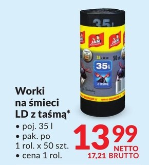 Jan Niezbędny Worki na śmieci 35 l 50 sztuk niska cena