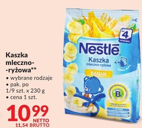 Nestlé Kaszka mleczno-ryżowa banan dla niemowląt po 4. miesiącu 230 g niska cena