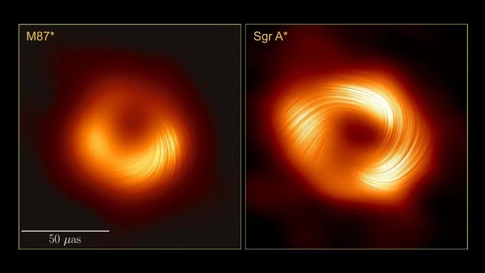 Obrazy czarnych dziur M87* i Sagittarius A* z Teleskopu Horyzontu Zdarzeń.