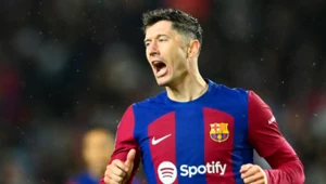 Robert Lewandowski podczas spotkania FC Barcelona w rozgrywkach La Liga