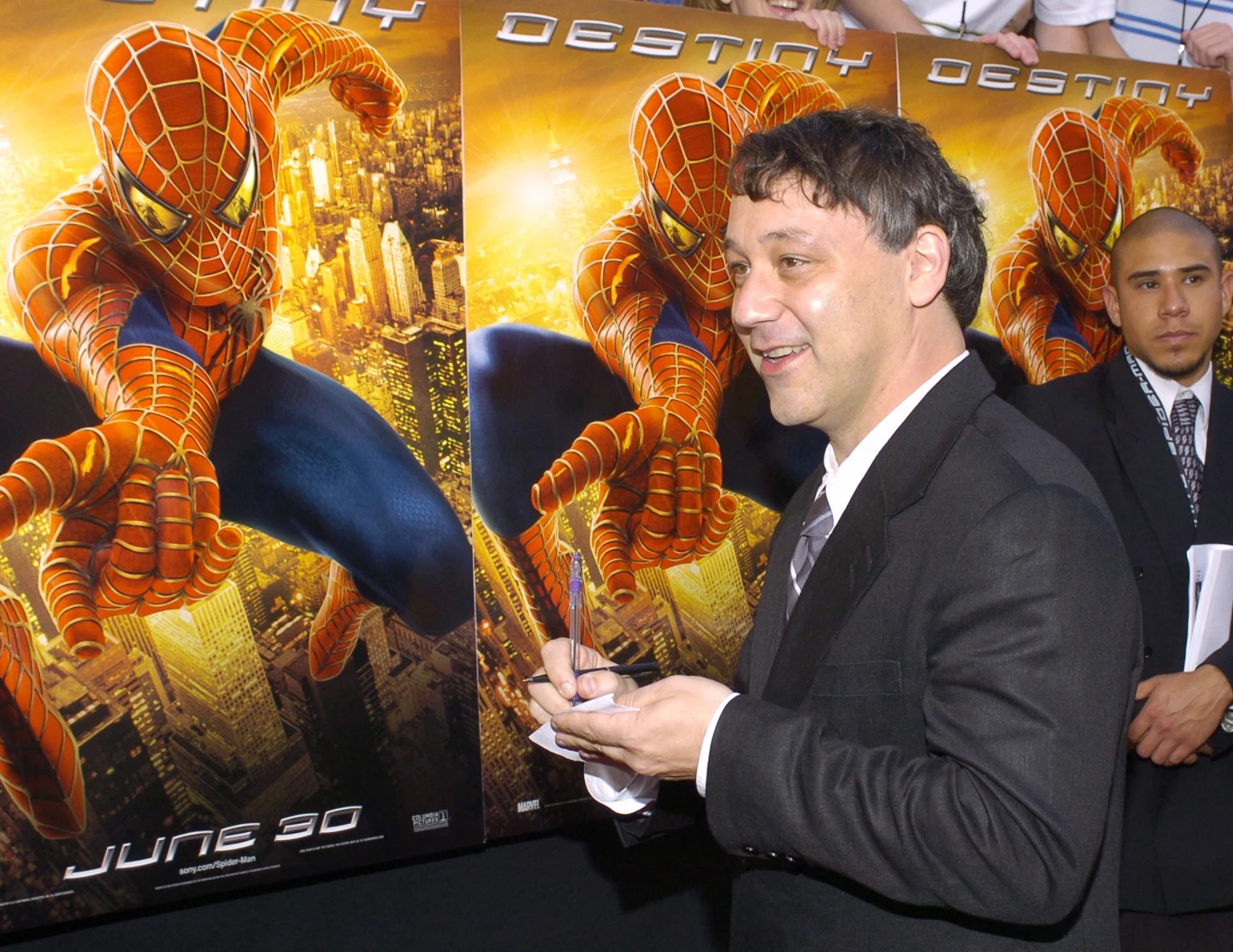 Sam Raimi podczas premiery filmu "Spider-Man 2" w 2004 roku