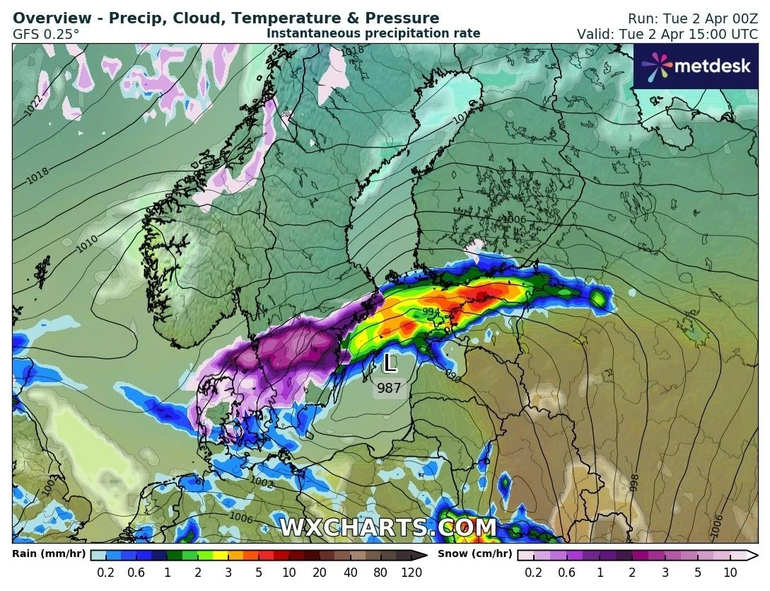We wtorek w dużej części Szwecji możliwy jest prawdziwqy atak zimy, ze śnieżycami i silnym wiatrem