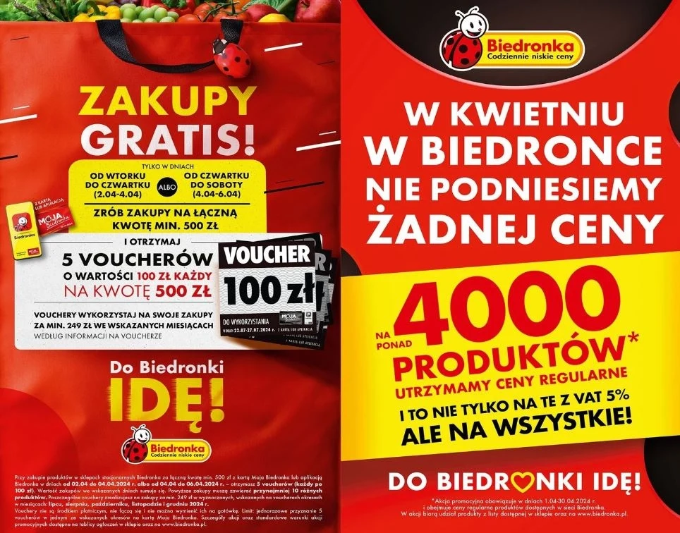 Biedronka zwraca 500 zł za zakupy!