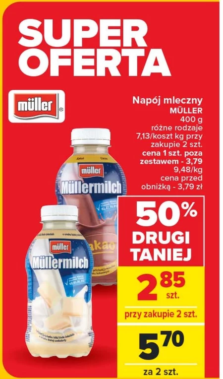 Müller Müllermilch Napój mleczny o smaku czekolada-karmel-ciasteczka 400 g