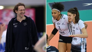 Stephane Antiga, trener PGR Rysic Rzeszów, i siatkarki Grupy Azoty Chemika Police