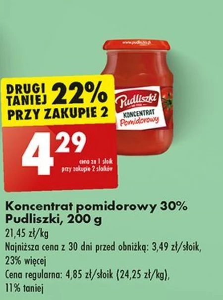 Pudliszki Koncentrat pomidorowy 30% 200 g