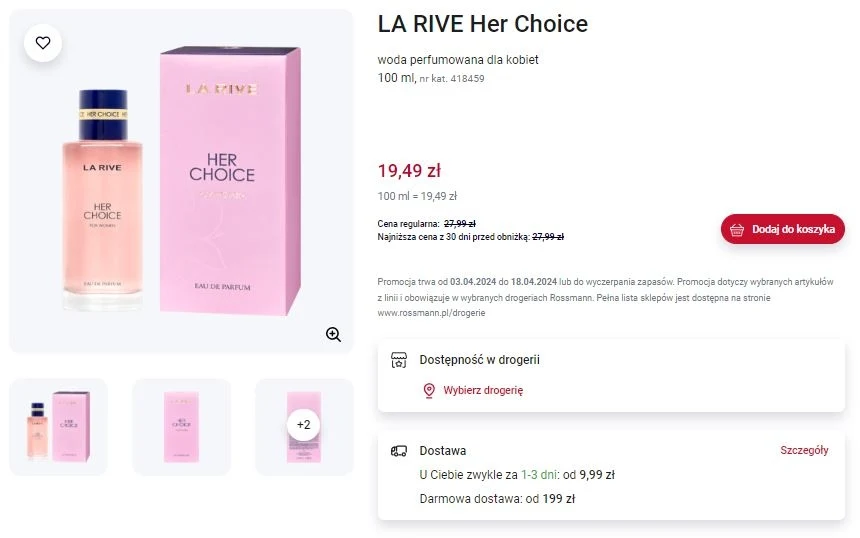 Rossmann oferuje promocję na perfumy La Rive!