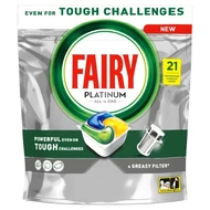 Fairy Platinum Cytryna Kapsułki do zmywarki All In One, 21 tabletek