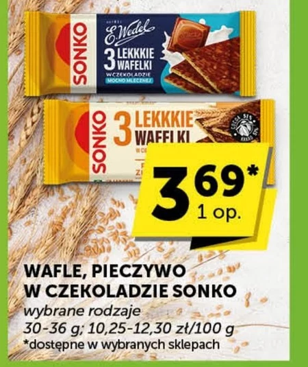Sonko Lekkie wafelki pełnoziarniste w ciemnej czekoladzie 36 g (3 sztuki)