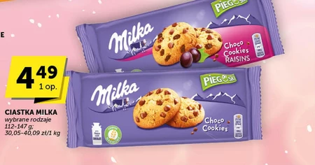 Milka Pieguski Choco Cookies Raisins Ciasteczka z kawałkami czekolady mlecznej i rodzynkami 135 g