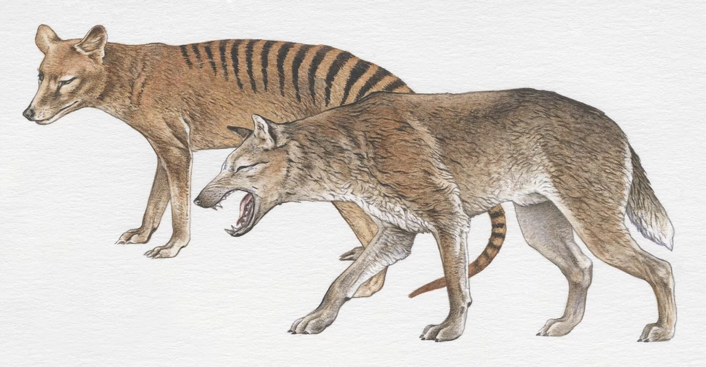 Wilkowór tasmański w porównaniu z wymarłym gatunkiem wilka, wilkiem straszliwym