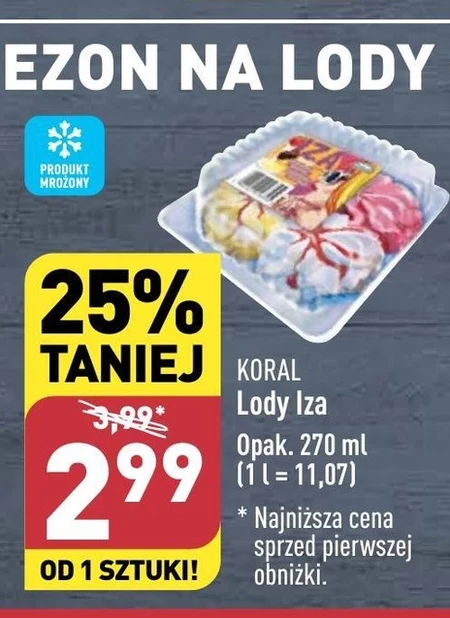 Koral Iza Lody o smaku śmietankowo cytrynowo truskawkowo czekoladowym 270 ml