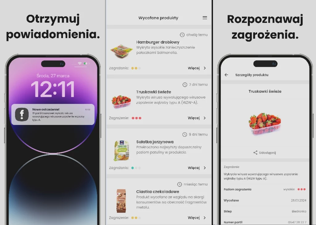 Tak wygląda aplikacja "foodAlert: Wycofane produkty"