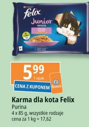 Felix Fantastic Junior Karma dla kociąt wybór smaków w galaretce 340 g (4 x 85 g) niska cena