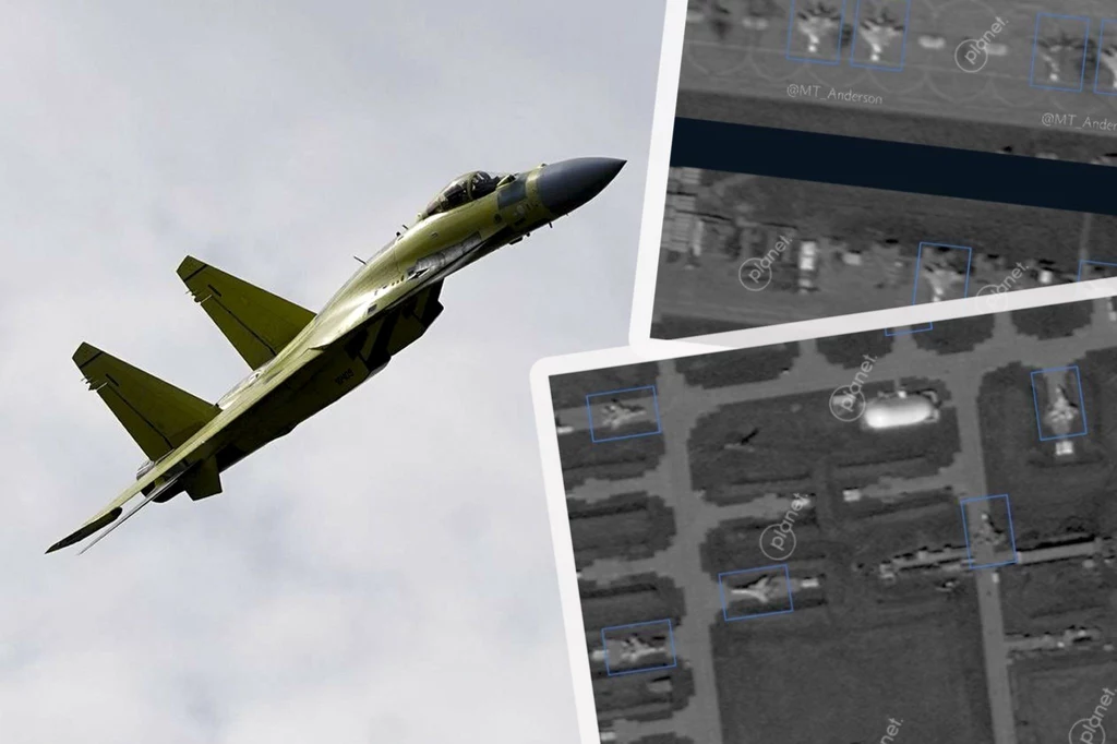 Na lotnisku Morozowsk stacjonowały m.in. rosyjskie bombowce Su-35 Na lotnisku Morozowsk stacjonowały m.in. rosyjskie bombowce Su-35