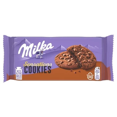 Milka Sensations Cookies Ciastka kakaowe z miękkim środkiem i kawałkami czekolady mlecznej 156 g - 0