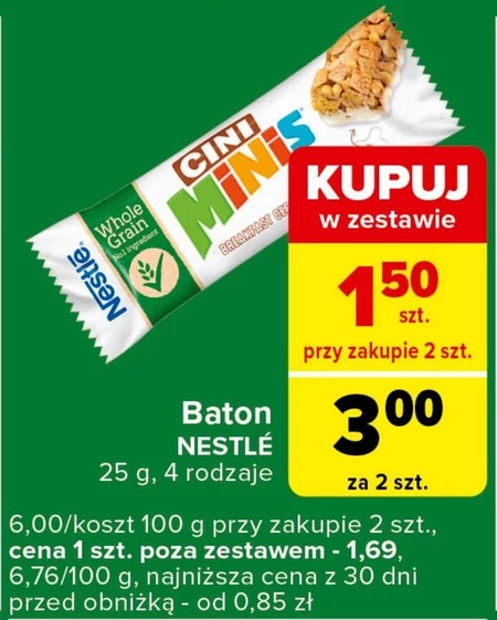 Nestlé Cini Minis Płatki śniadaniowe w formie batonika 25 g