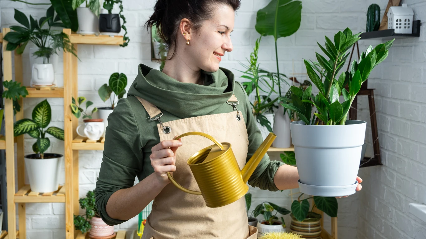 Nawóz ze skórek jabłka sprawi, że zamiokulkas wypuści nowe pędy.