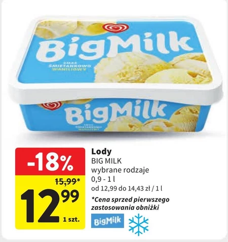 Big Milk Ciasteczko Lody 900 ml