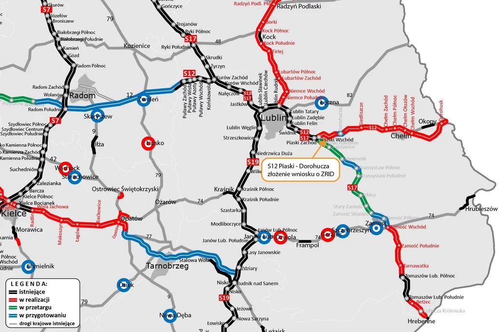 Odcinek drogi ekspresowej S12 Piaski - Dorohucza będzie liczył blisko 10 km. 