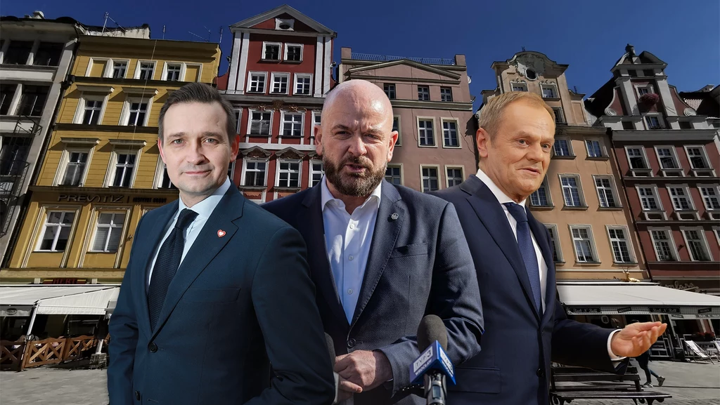 Od lewej: Michał Jaros, Jacek Sutryk i Donald Tusk