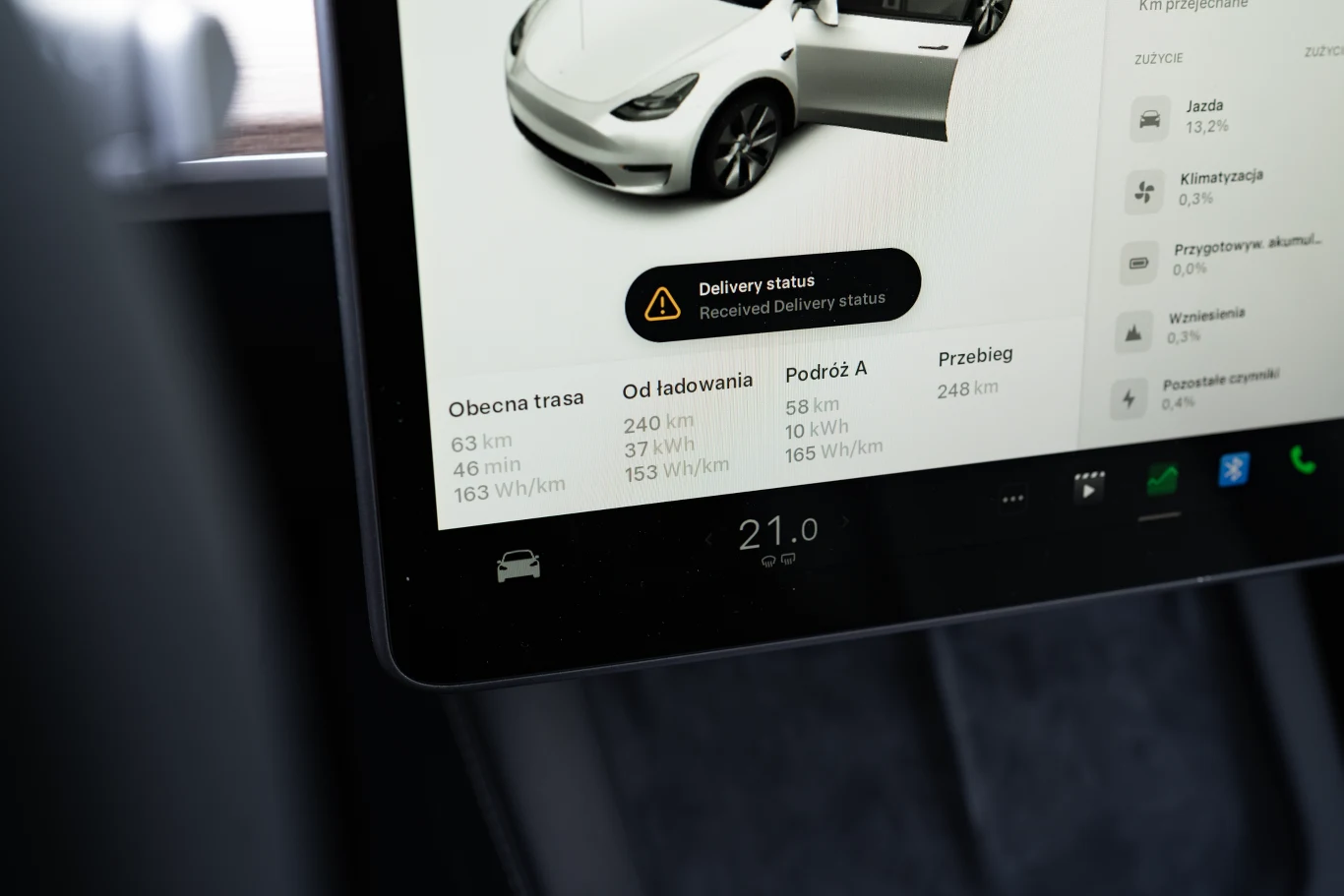 Tesla Model Y Long Range RWD. Tak prezentowało się zużycie energii podczas testu. 