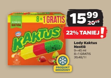Kaktus Lody wodne o smaku cytrynowym i sorbet truskawkowy 405 ml (9 sztuk)