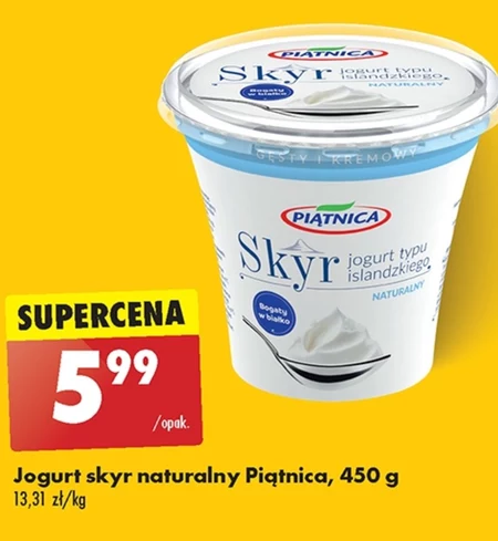 Piątnica Skyr Jogurt typu islandzkiego naturalny 450 g