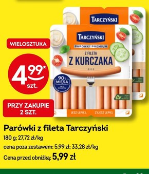 Tarczyński Parówki premium z fileta z kurczaka 180 g (2 x 90 g) niska cena